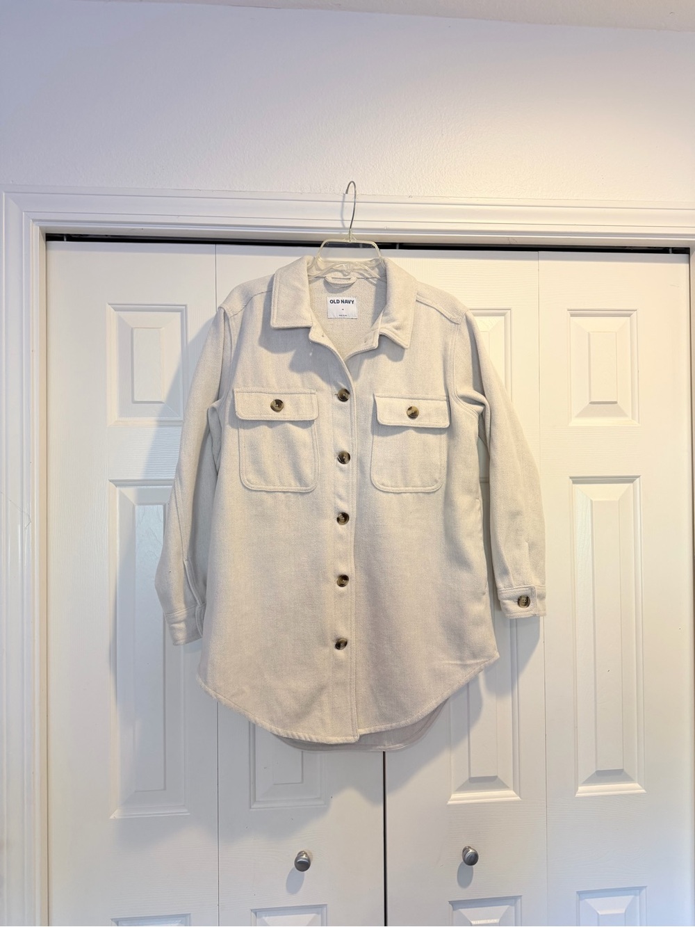 Women's Soft-Brushed Utility Shirt Jacket Shacket Oatmeal Cream